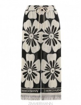 Black/Cream Zimmermann Halliday Towelling Pant Clothing