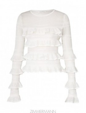 Parchment Zimmermann Natura Frill Top Tops