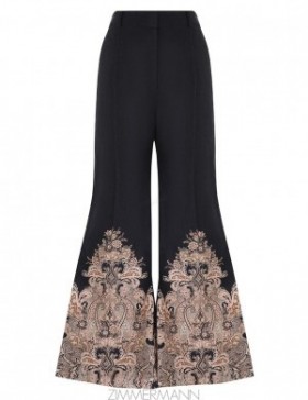 Navy Paisley Zimmermann Natura Flare Pant Shorts & Pants