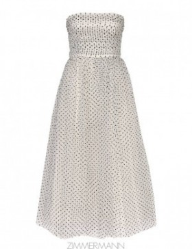 Cream/Black Dot Zimmermann Tulle Midi Dress Dresses