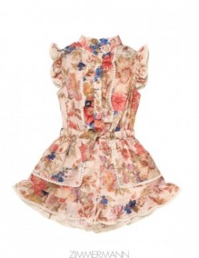 Cream Floral Zimmermann August Frill Playsuit Kids Playsuit