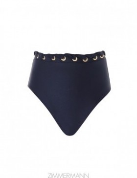 Navy Zimmermann Alight Eyelet High Waist Pant Bikinis