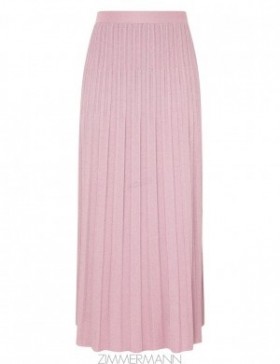 Dusty Pink Lurex Zimmermann August Rib Midi Skirt Skirts