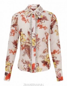 Ivory Tropical Floral Zimmermann Matchmaker Tropical Shirt Shirt