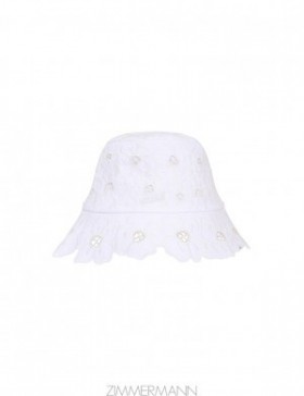 Ivory Zimmermann Floral Embroidery Bucket Hat Hats