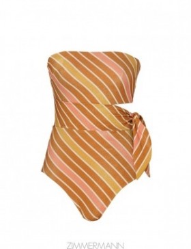 Caramel Lurex Multi Stripe Zimmermann Lexi Metallic Scarf Tie 1PC One Pieces