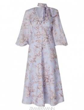 Blue Mockingbird Zimmermann Tie Neck Midi Dress Dresses