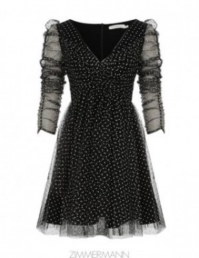 Black/Cream Dot Zimmermann Tulle Mini Dress Dresses