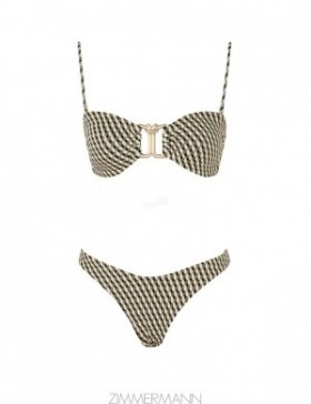 Black/Gold Jacquard Zimmermann Lexi Textured Knot Trim Bikini Bikinis