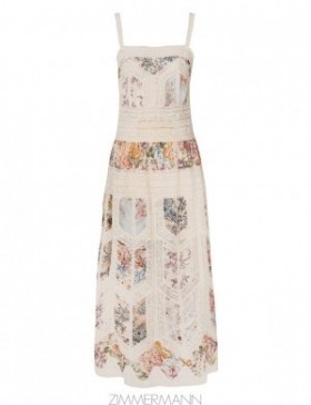 Spliced Zimmermann Halliday Lace Trim Slip Dress Clothing
