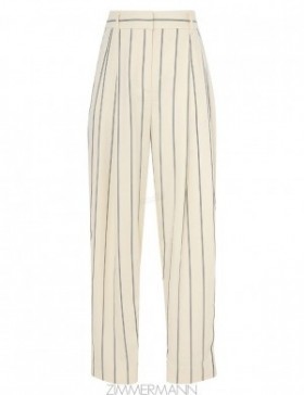 Navy/Cream Stripe Zimmermann Natura Cropped Barrel Pant Shorts & Pants