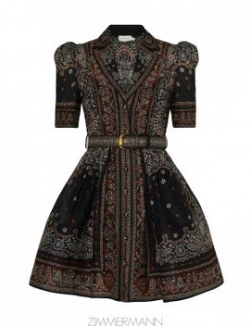 Black Bandana Zimmermann Matchmaker Mini Shirt Dress Dresses