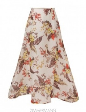 Ivory Tropical Floral Zimmermann Matchmaker Floral Flare Skirt Skirts
