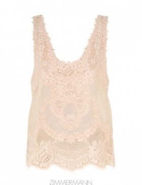 Peach Zimmermann Natura Lace Patch Tank Tops