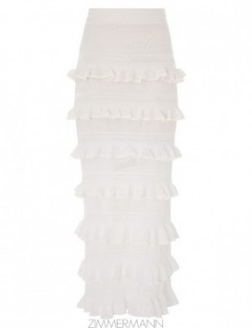 Parchment Zimmermann Natura Frill Midi Skirt Knitwear Skirts