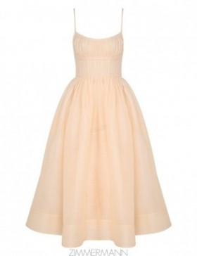 Light Peach Zimmermann Natura Ruched Midi Dress Dresses