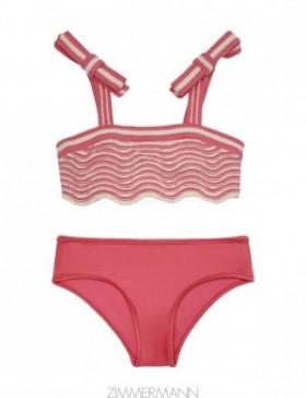 Pink Zimmermann Halliday Crochet Wave Bikini Kids Swimwear