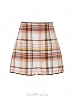 Cream Check Zimmermann Matchmaker Check Dance Short Shorts & Pants