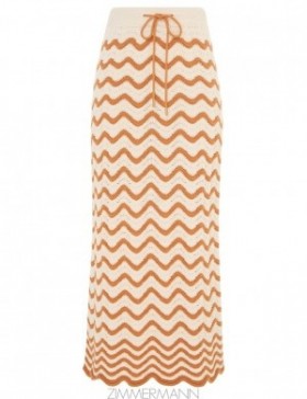 Tan/Cream Zimmermann Junie Textured Knit Skirt Skirts