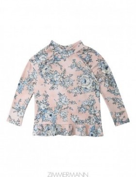 Peach/Blue Floral Zimmermann Halliday Frill Rashie Kids Swimwear