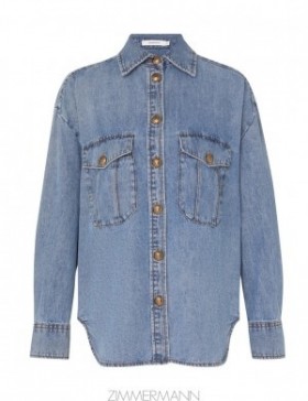 Poseidon Blue Zimmermann Denim Oversize Shirt Shirt