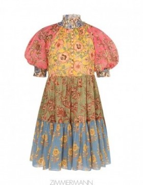 Spliced Zimmermann Junie Lantern Mini Dress Clothing