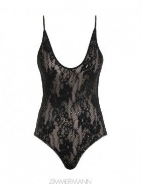 Black Zimmermann Scoop Neck Bodysuit Tops