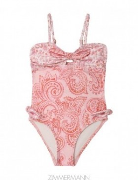 Pink Paisley Zimmermann Ottie Tie Front 1PC Kids Swimwear