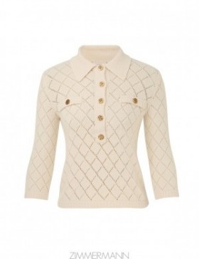 Cream Zimmermann Matchmaker Pointelle Polo Top Tops