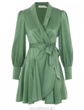 Matcha Zimmermann Silk Wrap Mini Dress Dresses