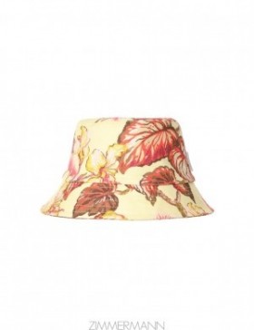 Yellow Hibiscus Zimmermann Printed Canvas Bucket Hat Hats
