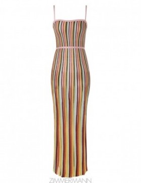 Lurex Multi Zimmermann Alight Stripe Midi Dress Clothing