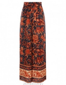 Dark Navy Floral Zimmermann Junie Relaxed Pant Clothing