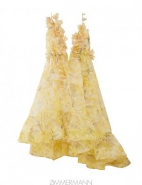 Yellow Peony Zimmermann Harmony Asymmetrical Dress Dresses