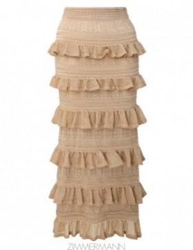 Gold Lurex Zimmermann Matchmaker Ruffle Skirt Knitwear Skirts