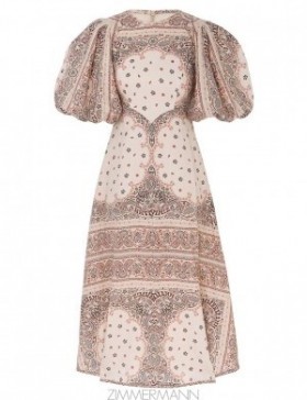 Cream Bandana Zimmermann Day Midi Dress Dresses