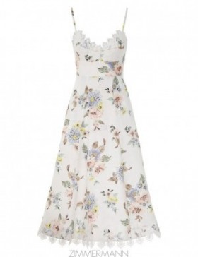 Blue Floral Zimmermann Applique Picnic Dress Dresses
