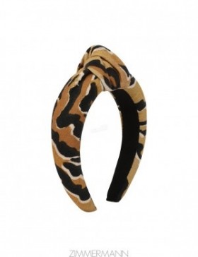 Tan Tiger Zimmermann Printed Linen Headband Hair Accessories