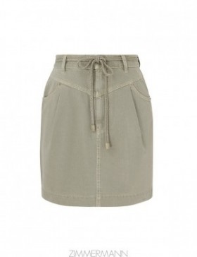 Khaki Zimmermann August Denim Utility Skirt Skirts