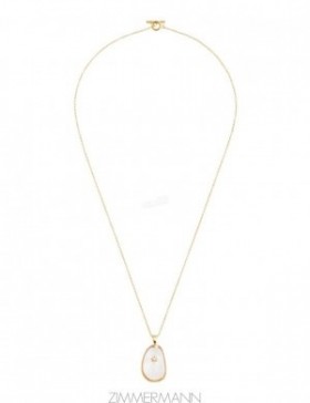 Gold/Transparent Quartz Zimmermann Crystal Pebble Necklace Necklaces