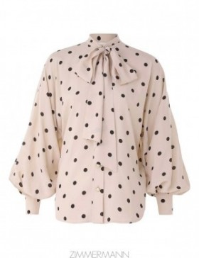 Buff w/ Black Dot Zimmermann Batwing Blouse Tops