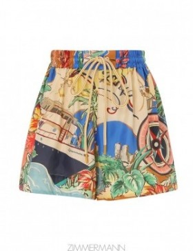 Nautical Map Zimmermann Alight Draw Waist Shorts Clothing