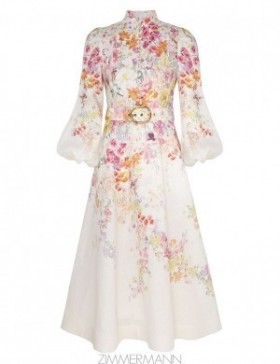 Kaleidoscope Garden Zimmermann Natura Buttoned Midi Dress Dresses