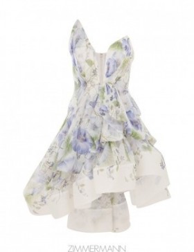 Blue Floral Zimmermann Natura Draped Mini Dresses
