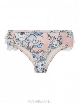 Peach/Blue Floral Zimmermann Halliday Frill Pant Kids Swimwear