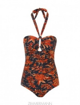 Dark Navy Floral Zimmermann Junie Wide Link 1PC One Pieces