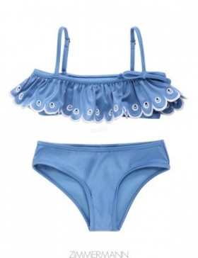 Blue Zimmermann Junie Embroidery Frill Bikini Kids One Piece