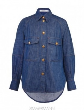 Railway Blue Zimmermann Raglan Denim Shirt Shirt