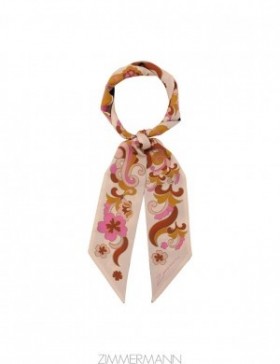 Cream Paisley Zimmermann Printed Silk Ribbon Scarf Scarves