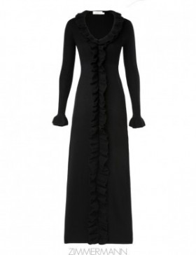 Black Zimmermann Matchmaker V-Neck Ruffle Dress Dresses